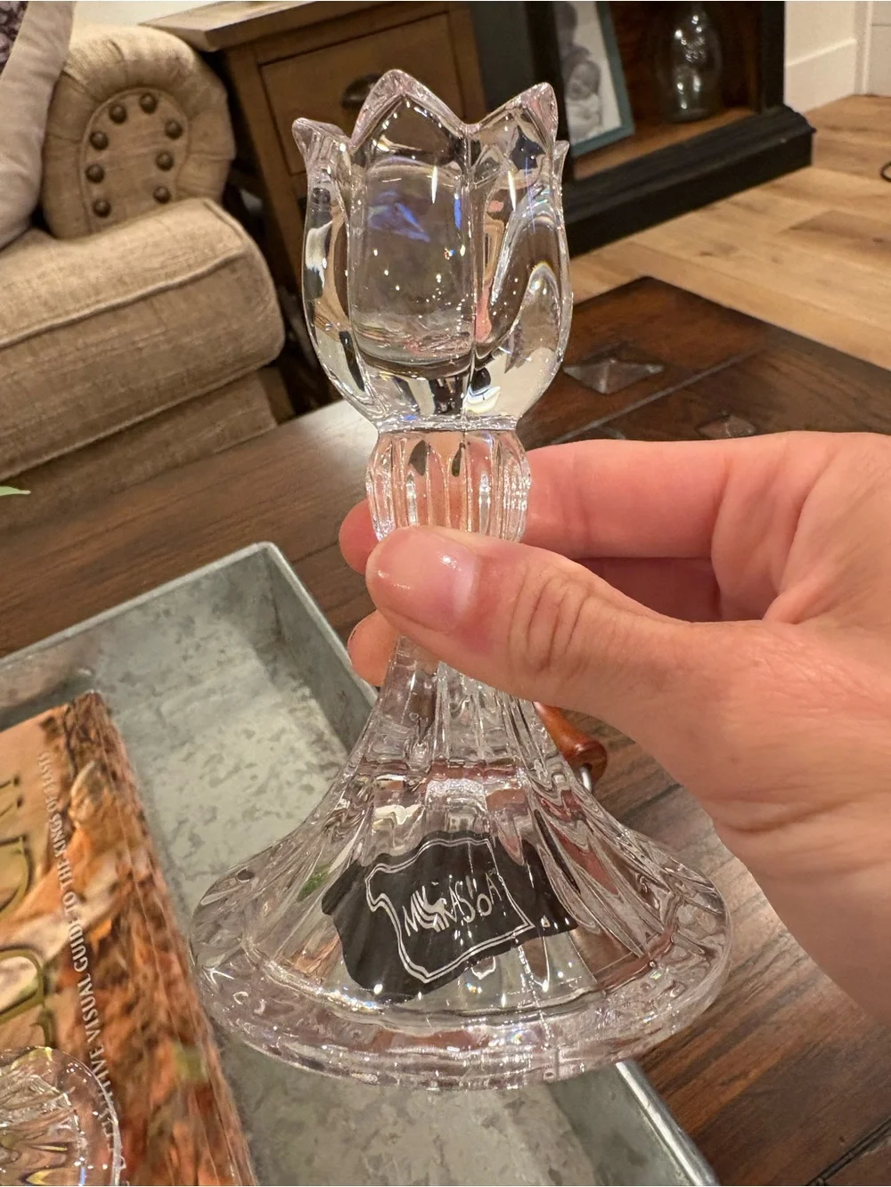 Authentic MIKASA Spring Ritual Crystal 5” Tulip Candlestick Holder Pair
